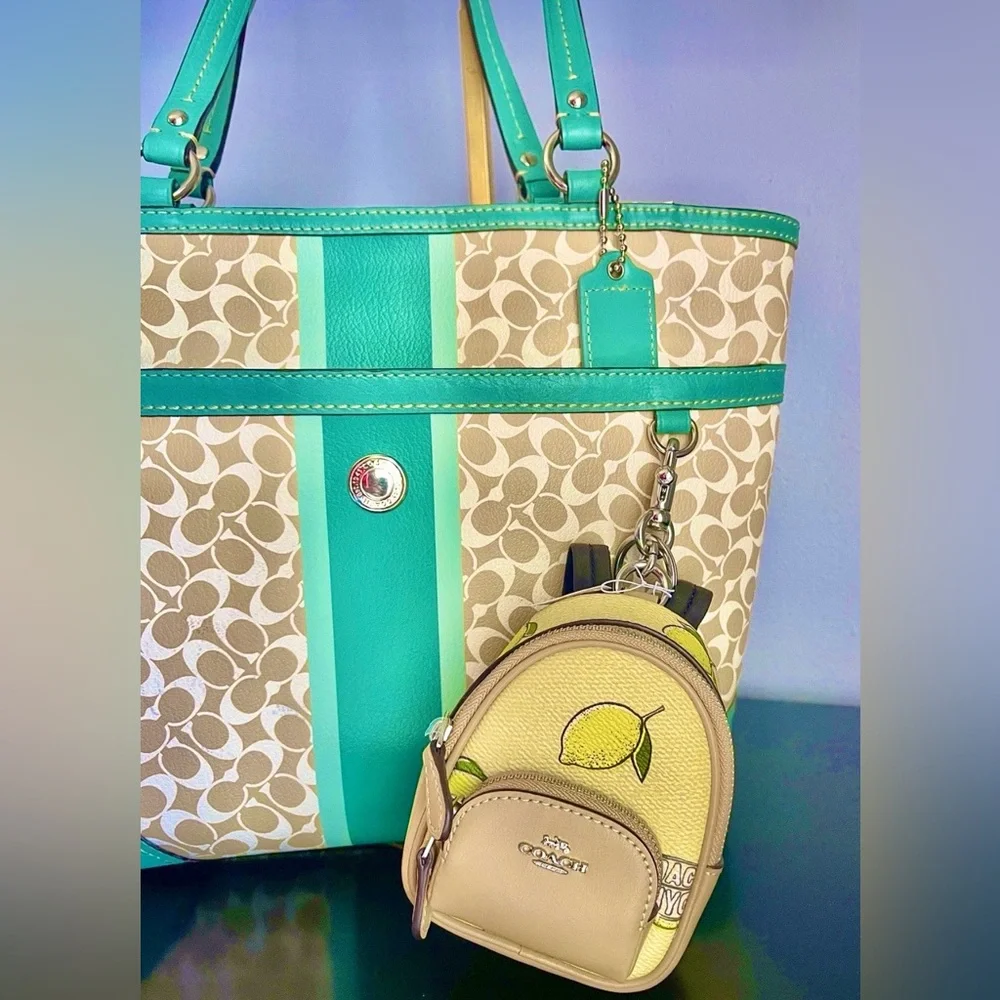 Coach CardHolder/KeyChain/BagCharm ADORABLE Lemon Micro-Mini Backpack NWT - Picture 4 of 15